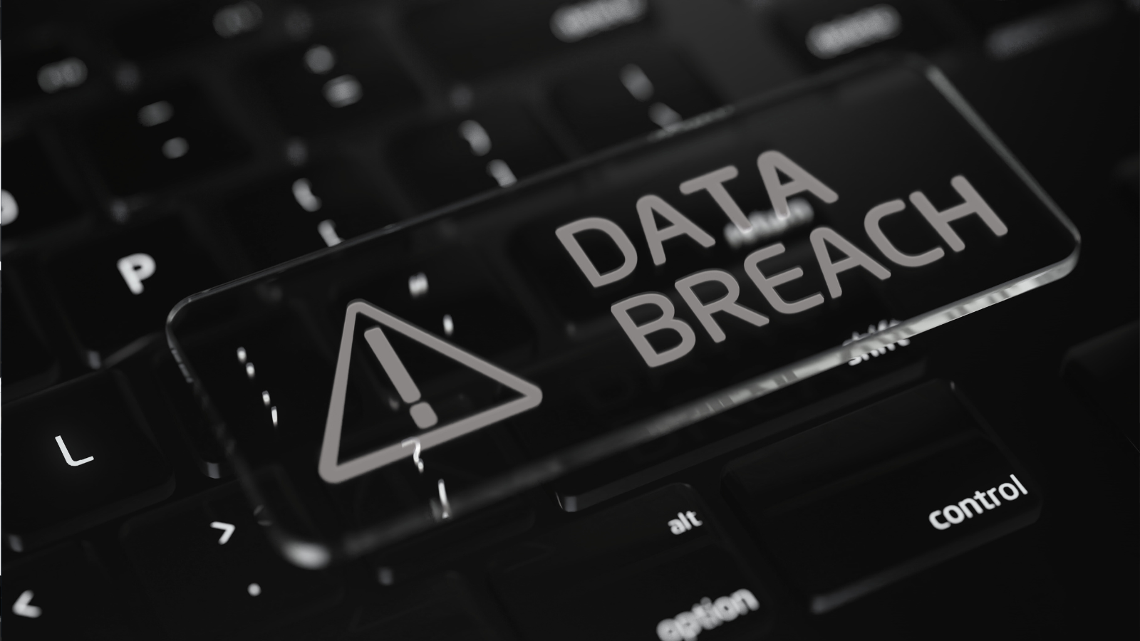 Exclamation point warning of a data breach